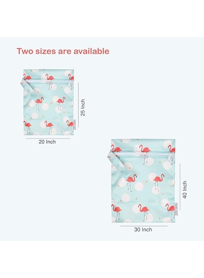 Polka Tots Waterproof Wet Bag Pouch with Zipper - Flamingo - Image 3